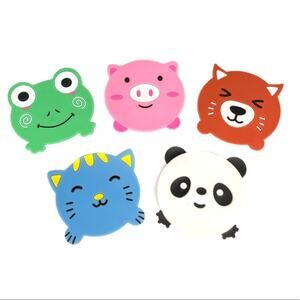 Animal Coaster Set of 5, Green, Pink, Brown, Blue